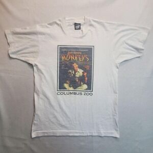 Vintage Screen Stars Jack Hanna Columbus Zoo Monkey T-Shirt White Large USA Made
